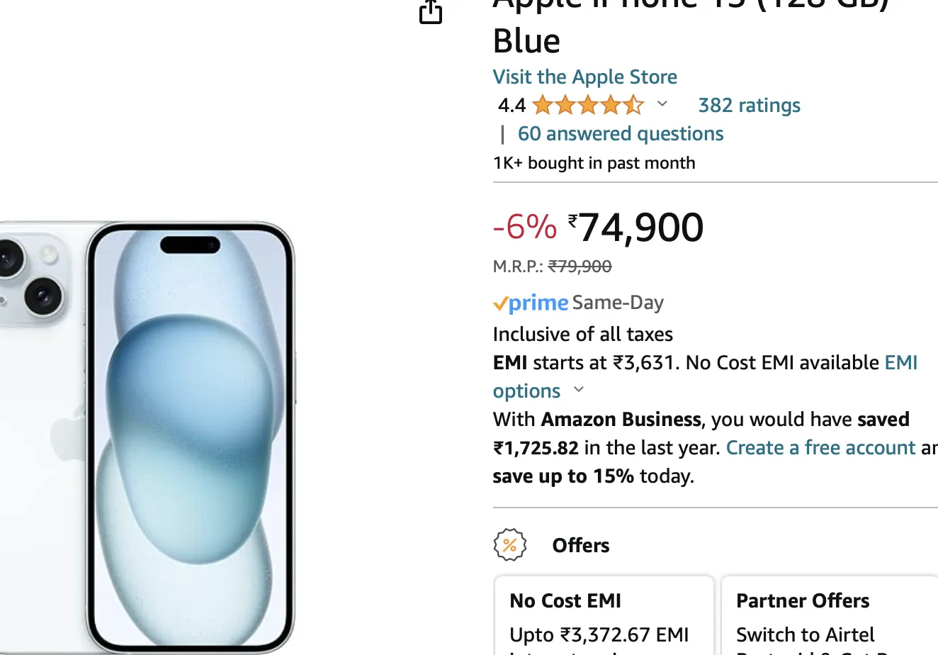 Deal screengrab from Amazon India.